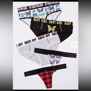 Lot/5-Pack Lg of X-Large Butterfly Plaid Assorted Fit Undies Set